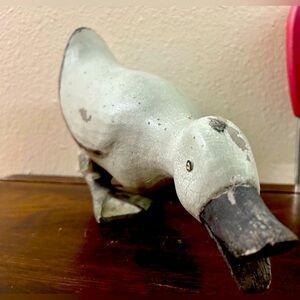 Charming Vintage Sweet  Rustic White Garden Resin Duck Sculptor 8.5''